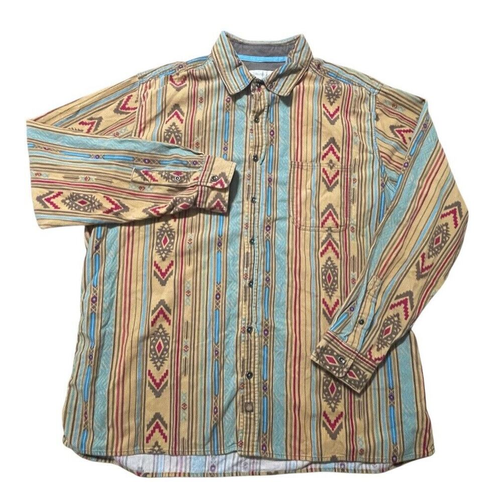 Territory Ahead Button Up Shirt Mens XL Multicolor Southwestern Aztec Corduroy